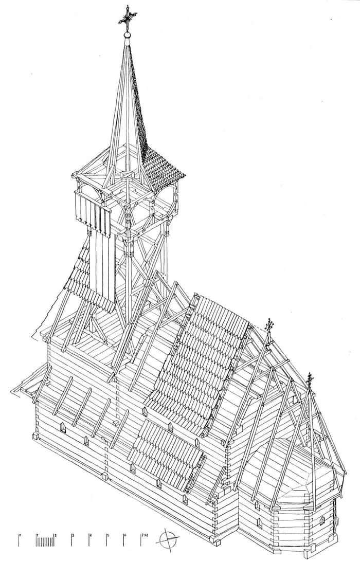 Dessin axonométrique de l’église d’Ieud Deal