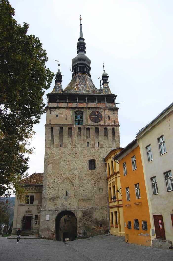 Der Stundturm, gesehen von der Oberstadt von Sighișoara